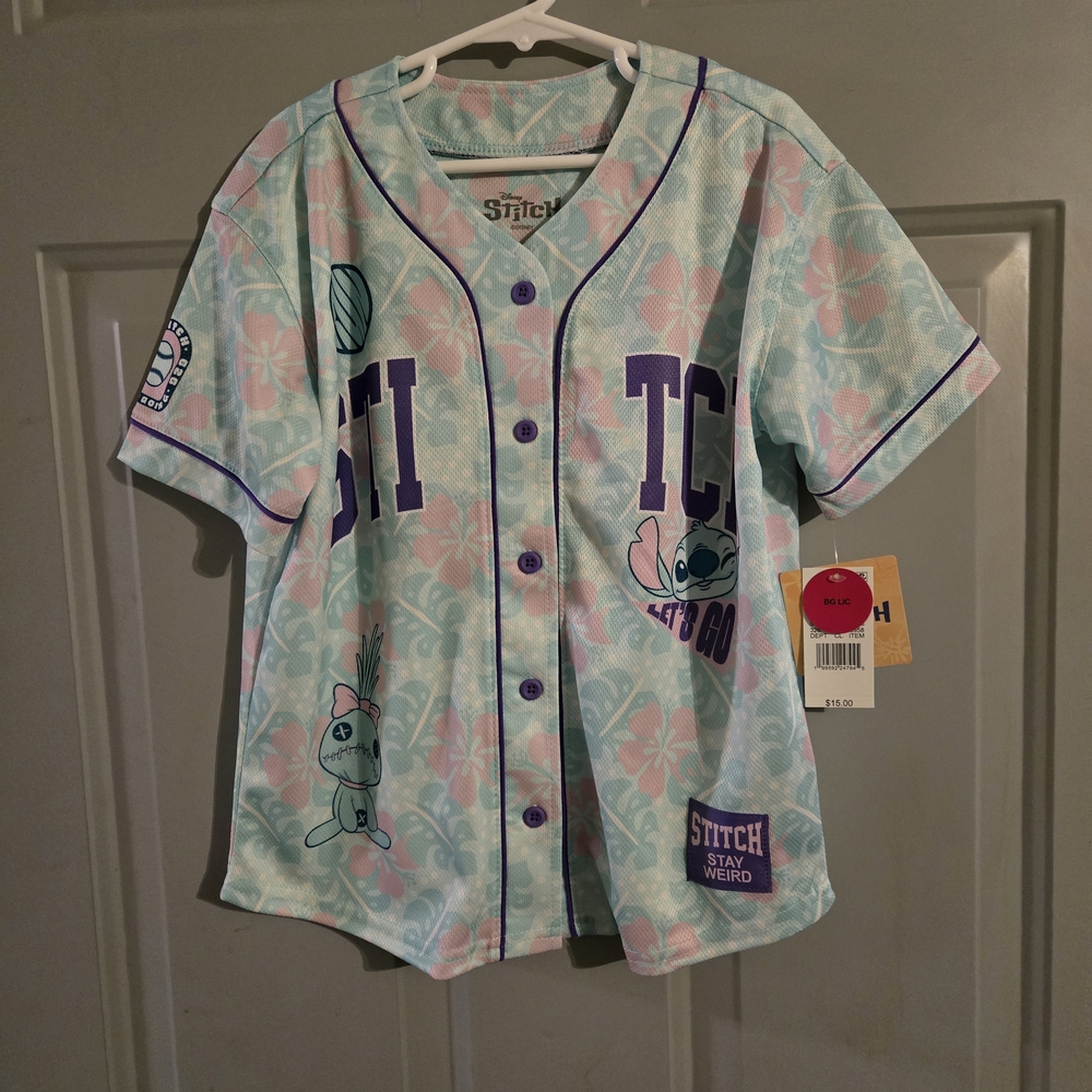 Disney Pastel Mint & Lavender Stitch Baseball Jersey